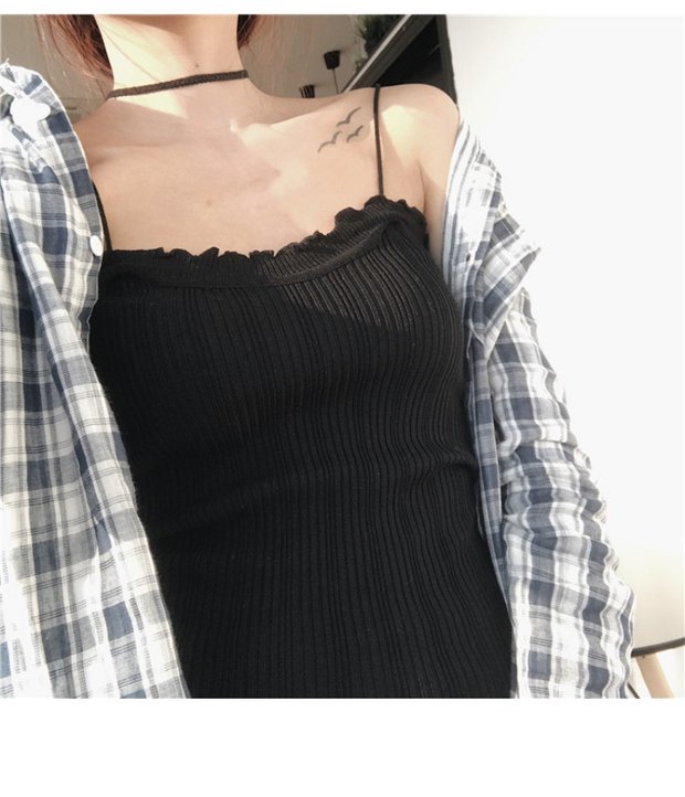 Thời trang hàn quốc nhỏ gợi cảm áo len dệt kim vest vest giảm béo mặc đáy áo sơ mi không tay nữ thoi trang nu