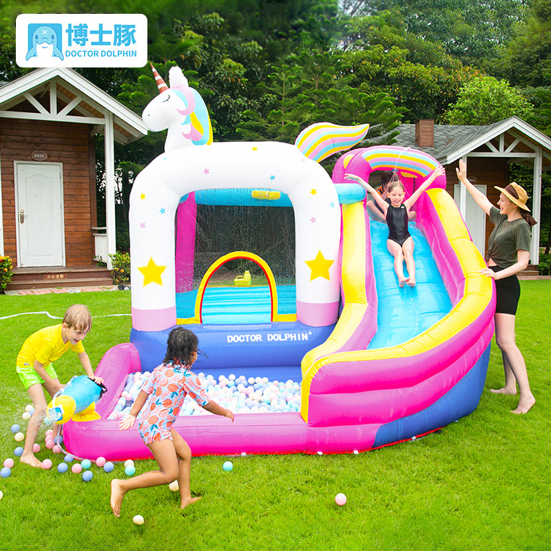 Doctoral Guinea Unicorn Inflatable Castle Outdoor Kindergarten Slide-Ladder Jumping Bed Toys Children Indoor Small Trampoline Bed