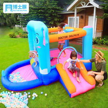 Small Elephant Child Inflatable Castle Flush Slide Trampoline Trampoline Trampoline Bunk Bed Household Small Indoor Naughty Castle Toy With Protective Net