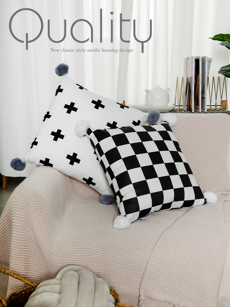Gối gió Bắc Âu dễ thương tóc bóng gối gối lưới màu đỏ sofa phòng khách cotton mùa hè đệm dài dải - Trở lại đệm / Bolsters gối tựa ghế văn phòng