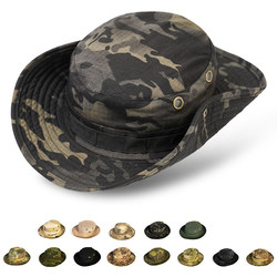 Tactical round-brimmed hat, outdoor fisherman hat, men's windshield sun visor, military hat, men's and women's summer breathable big-brimmed Bennie hat