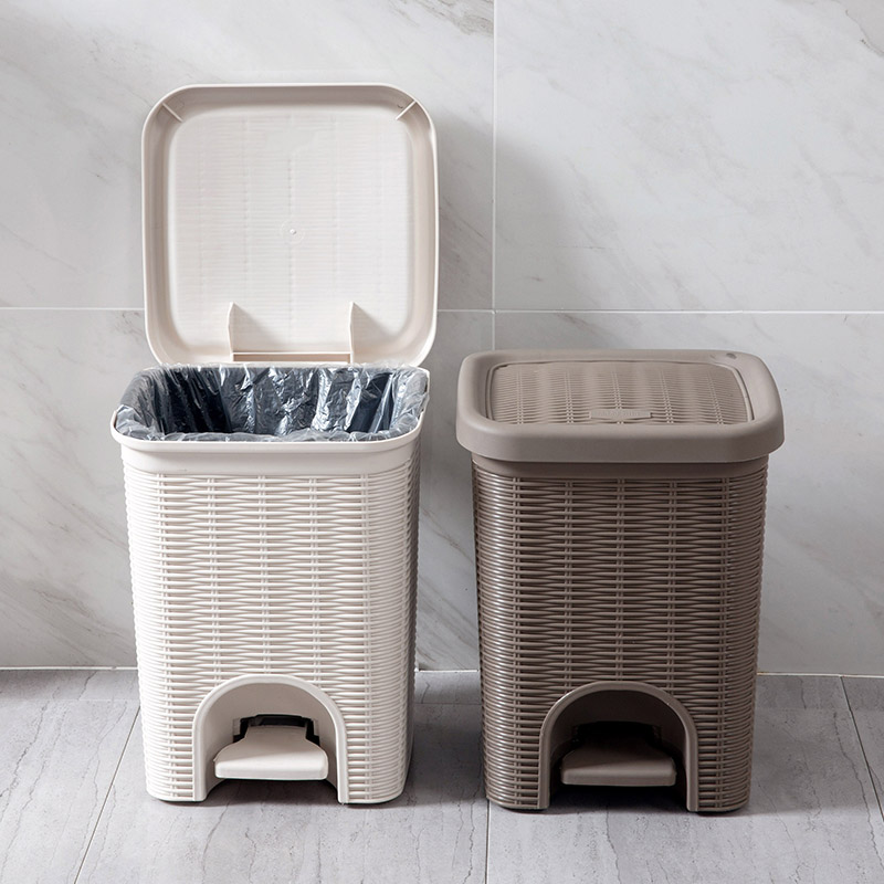 Imitation vine Editor-pedalling garbage bins Creative living room Small wastebasket Home Makeup Room Kitchen Rectangular Trash Cans