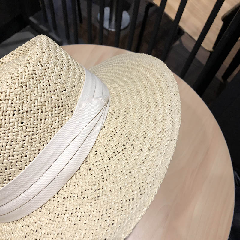 Summer handcrafted wide-brimmed and flat-brimmed socialite hats by Instagram influencers, sunshade and sun protection, vacation beach straw hats for children detail image 8