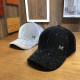 ຫມວກແມ່ຍິງຕົ້ນສະບັບ Rhinestone M Peaked Hat Korean Style Trendy Versatile Spring and Autumn Fur Fur Ball Student Street Baseball Cap