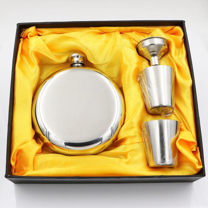 304 stainless steel small wine jug 2 two 3 two round pot portable outdoor portable white steel mini household flat wine jug