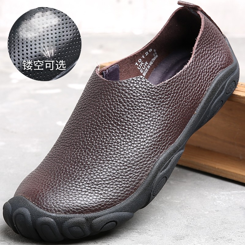Foreign trade men's shoes men's casual leather shoes men's leather soft-bottom sloth shoes men drive a foot pedal breathable single shoe summer