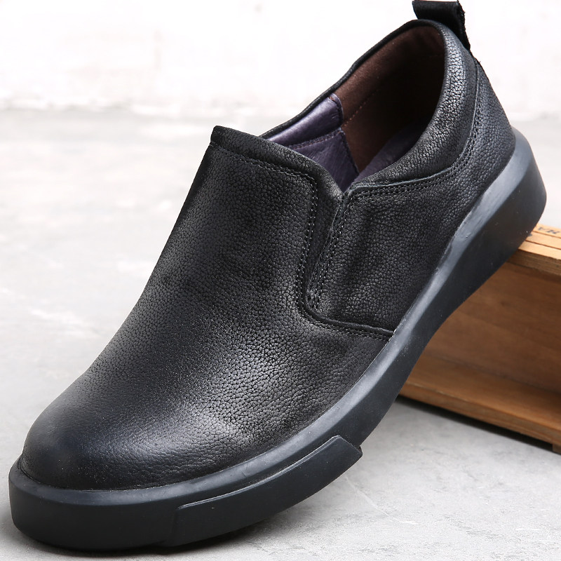 Foreign trade men's shoes matte leather lazy shoes men's trendy slip-on leather all-match men's casual leather shoes breathable dad shoes