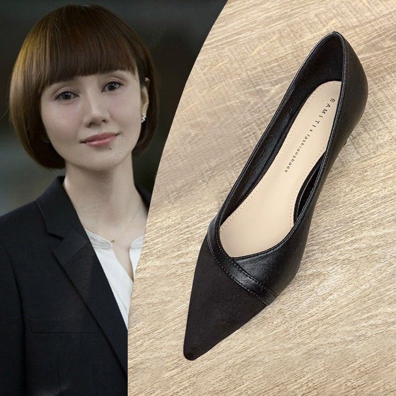 3cm Small-Heeled Shoes, French-Style Low-Heeled Single Shoes, 2025 Spring New Commuter Work Shoes, Shallow High-Heeled Shoes for Women, Stiletto Heels