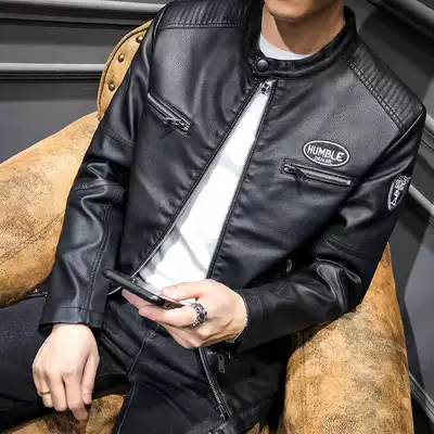 Leather Leather Leather Men Slim Korean Handsome Tide Tide Baseball Collar Men's Sheep Leather Jacket Short Machine Clothing Leather Jacket