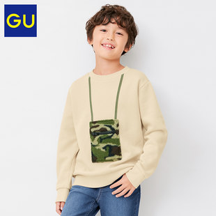 GU エクセレント ボーイズ リバース フリース バッグ スプライス プルオーバー スウェットシャツ ファッション トレンド ルーズ ボーイズ スウェットシャツ 326400