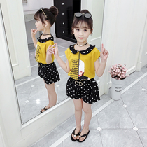 Girls Summer Suit 2021 New Snowspun Foreign Air Trendy Short Sleeve Children Fashion Shorts Casual two sets