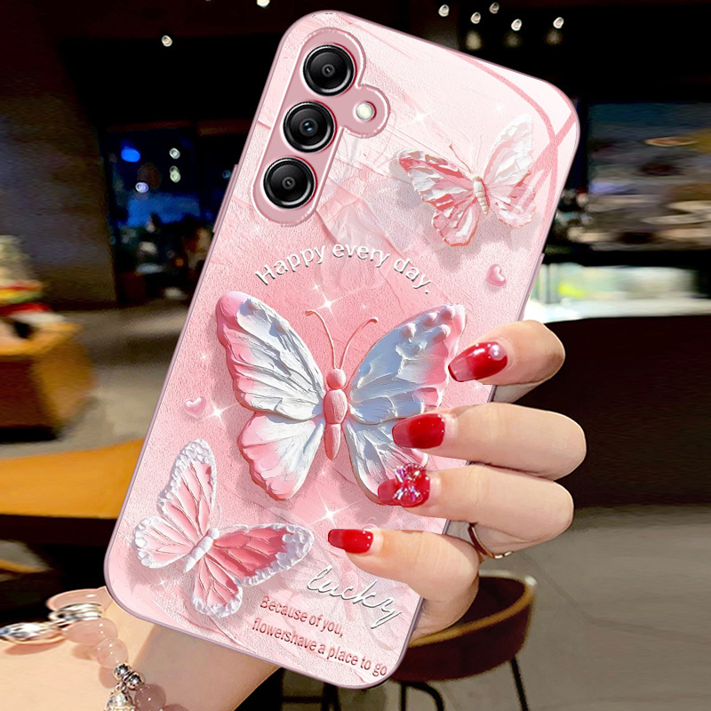 15Plus8 Apple 17 Samsung S25 Samsung S24Fe Phone Case A55 Oil Painting Butterfly S22Ultra Female S23U Male 54 Glass 53 Case Suitable for 52 Good-Looking 16 Phone 21+56 Outer
