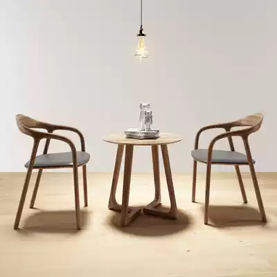 Nordic armrest solid wood dining chair hotel dining room leisure side corner a few small round table small coffee table three-piece combination chair