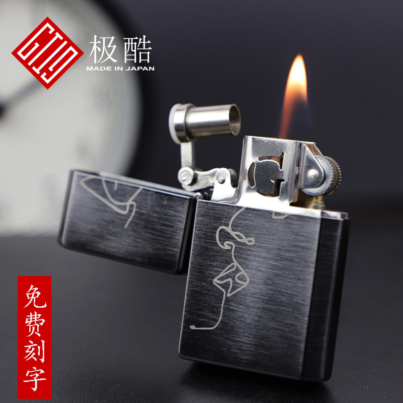 Prince of Japan GT Extremely Cool Original Imported Lighter Bronze Wire Drawing Black Free Lettering Customize Pattern Lighter