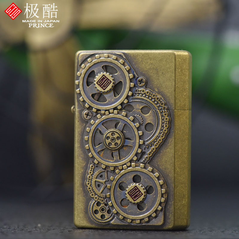 Japan imported PRINCE Prince kerosene lighter copper steampunk retro creative novel smoking set