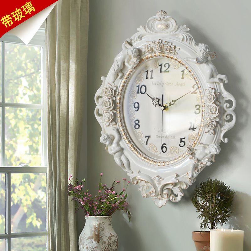 European style decorative clock Creative living room Quartz clock Silent wall clock Home bedroom art single-sided hotel hanging watch