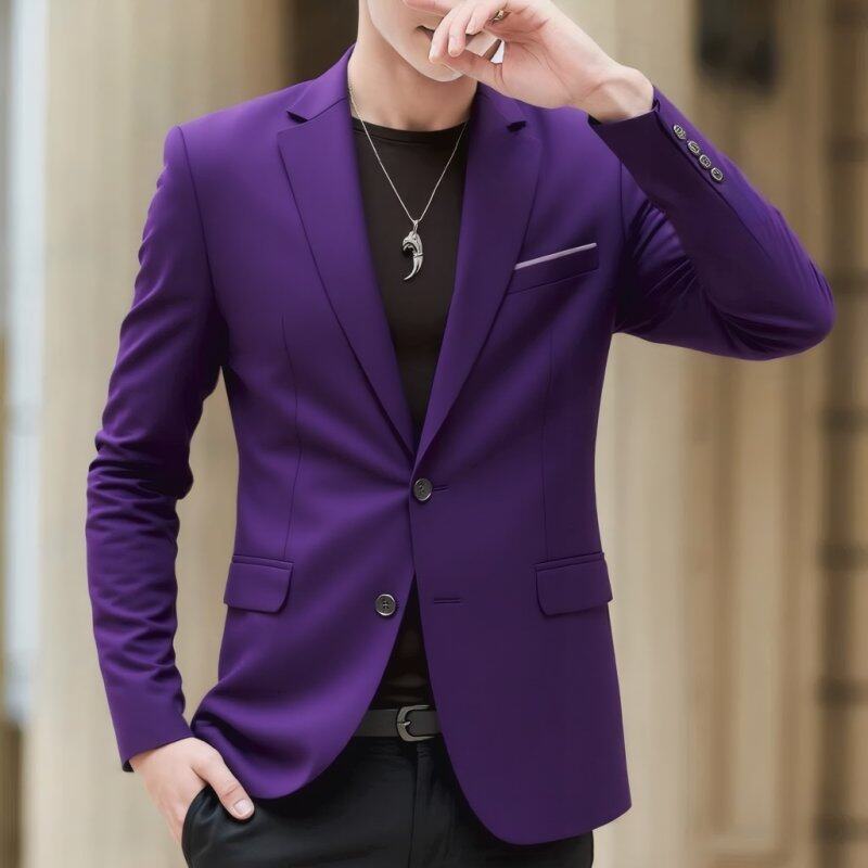 Men's Business Casual Fashion Blazer Korean Style Slim Fit Trendy Handsome Banquet Suit Jacket Casual Suit