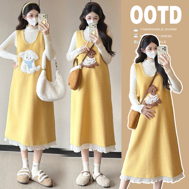 Maternity Dress Autumn and Winter 2026 New Style, Stylish Maternity Suspender Dress That Doesn'T Show Pregnancy, Plus-Size Sweater Set for Autumn Maternity Dress Autumn and Winter 2026 New Style, Stylish Maternity Suspender Dress That Doesn'T Show Pregnancy, Plus-Size Sweater Set for Autumn