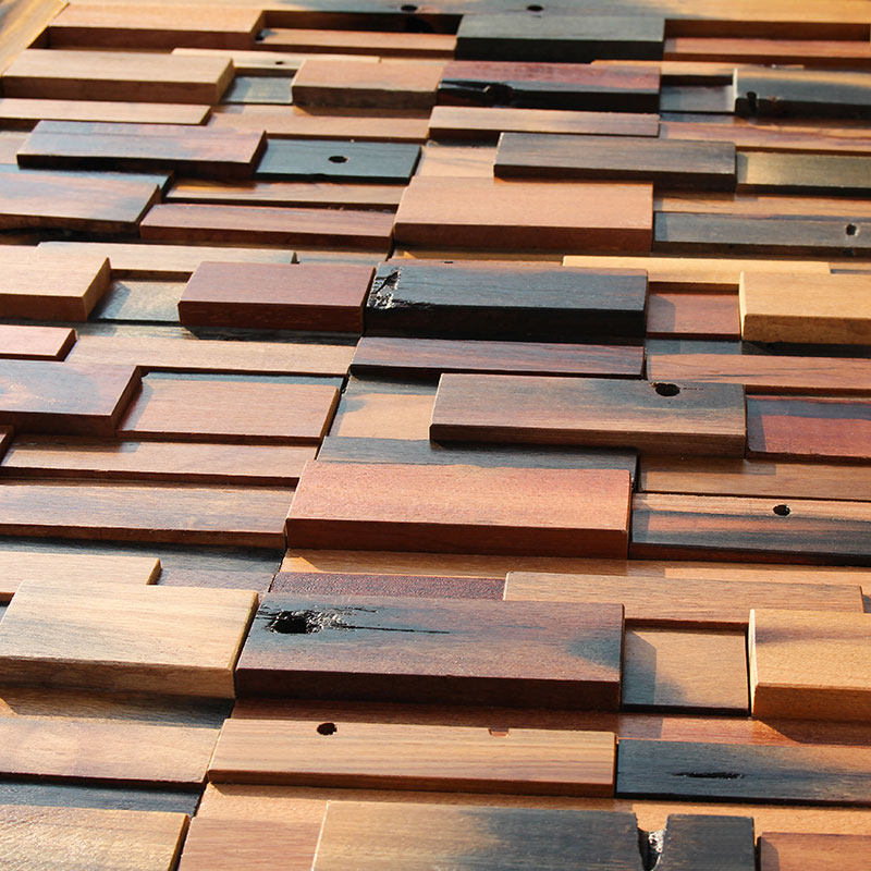 Ancient ship wood mosaic solid wood TV background interior wall brick home decoration main material building material decoration material invisible door P5