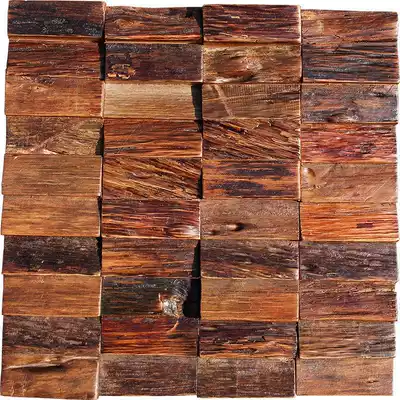 Square strip small strip solid wood skin weathered wood mosaic TV background wall Masek mosaic Wood