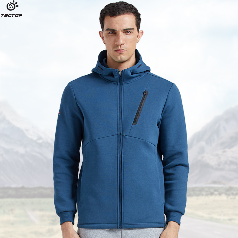 TECTOP explores outdoor spring and autumn men's knitted hooded jacket breathable cotton T men's sports and leisure