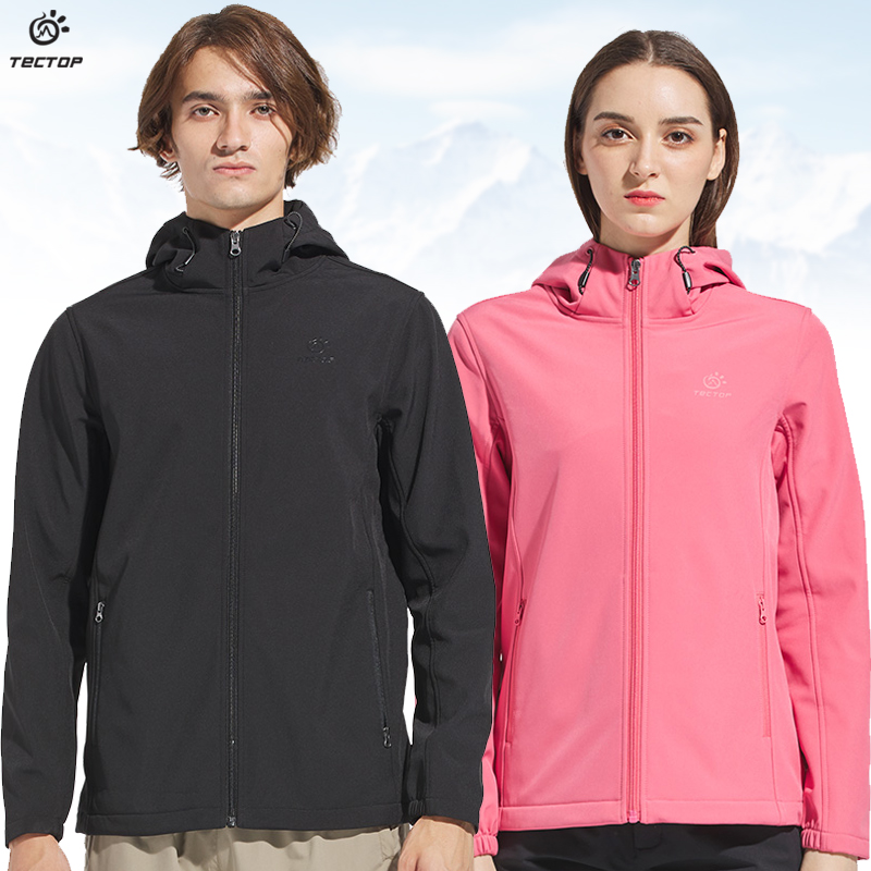 Tantuo outdoor autumn and winter windproof waterproof hooded soft shell jacket for men and women warm breathable hiking jacket - Taobao