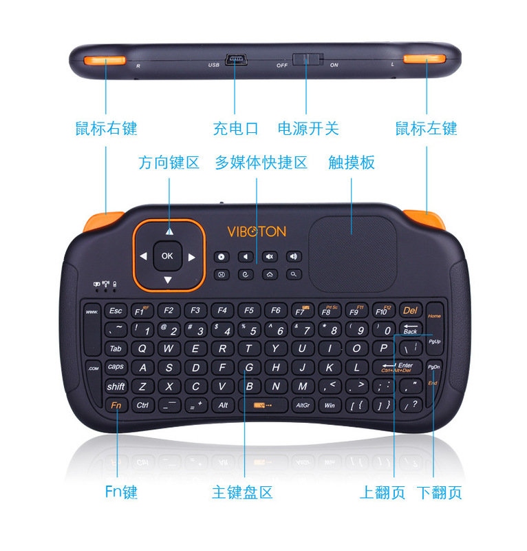 Mini Wireless Keypad Home Office Charging Keyboard and Mouse Notebook Htpc Desktop Computer Tv Box Remote Control
