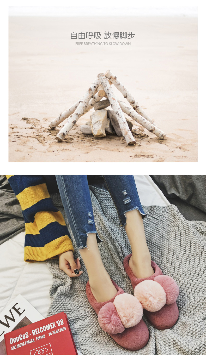 Dép bông mùa đông đôi nữ dễ thương lông nhà trong nhà túi gốc trơn tháng ấm dép nam dép crocs người lớn