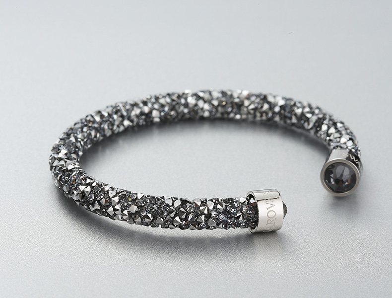 Swarovski CRYSTALDUST vòng đeo tay đơn mở vòng đeo tay Shine thời trang vòng đeo tay nữ trang sức thạch anh tóc xanh