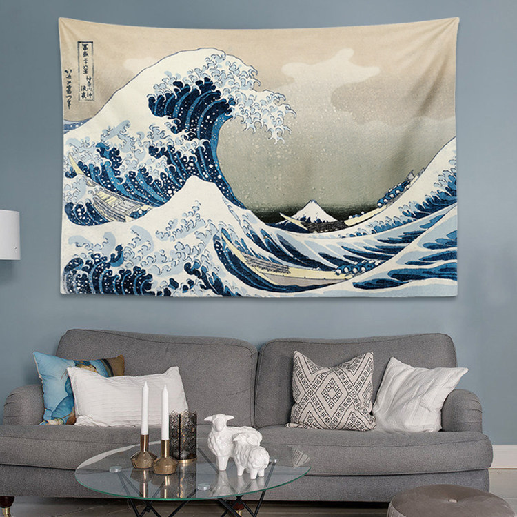 Гобелен 背景布ins挂布浮世绘墙布床头装饰挂毯网红背景墙日式神奈川冲浪 East Park