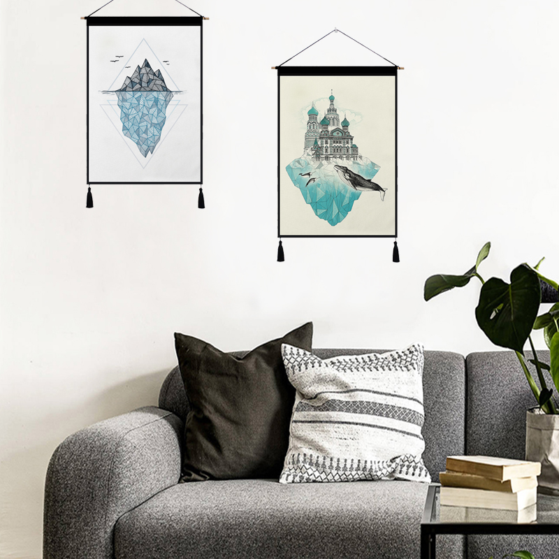 Vẽ ins tấm thảm Bắc Âu hộp mét vải bông cây vải vải nền bối cảnh treo che chắn bức tranh vải - Tapestry thảm vải treo tường