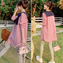 Pregnant women autumn fashion set autumn striped shirt foreign style pregnant clothes coat spring and autumn maternity dress early spring