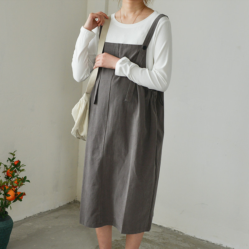 Pregnant woman Ocean dress Spring and autumn style Fashion Suit Cuddling bag Long dress Korean version loose with large size dress Spring loaded with two sets of women