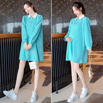 Pregnancy Woman Dress Fall Dress Fashion Dresses Fashion style Chaoma Foreign Air Relaxation Big Code Dresses Net Red age Spring and Autumn Long sleeves women
