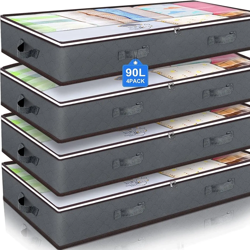 Amazon Non-Woven Fabric Under-Bed Quilt Storage Bag Wardrobe Clothes Dustproof and Moisture-Proof Organizing Bag Foldable Storage Box