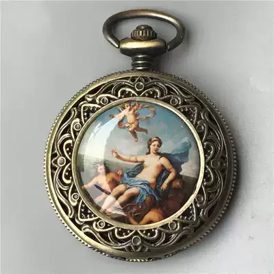 Pocket watch retro automatic mechanical watch hollow pure copper nostalgic old watch with chain old watch single open men and women