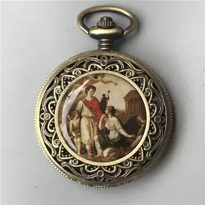 Pocket watch Retro automatic mechanical watch hollow pure copper nostalgic old-fashioned strap chain old watch clamshell portable