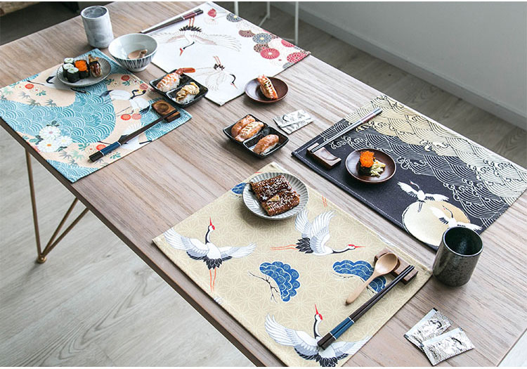 Phong cách nhật bản gió vải đơn giản trà placemat lễ chống bỏng cách nhiệt pad vải khăn coaster bảng mat bát bát mat ảnh khăn ăn