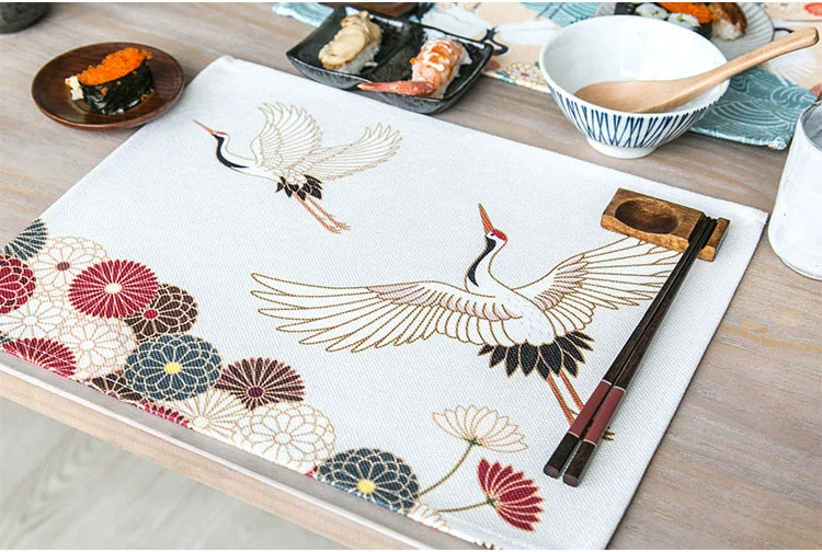 Phong cách nhật bản gió vải đơn giản trà placemat lễ chống bỏng cách nhiệt pad vải khăn coaster bảng mat bát bát mat ảnh khăn trải bàn tròn 1m2
