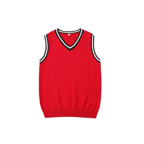 Eton School Uniform Children's Red and Navy Blue Striped Knit Vest Boys' Spring and Autumn Pure Cotton Vest School Uniform
