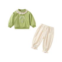 Girls Autumn Clothing Set 2024 New Fashionable Baby Clothes Childrens Sweater Casual Pants Two-piece Set Spring and Autumn
