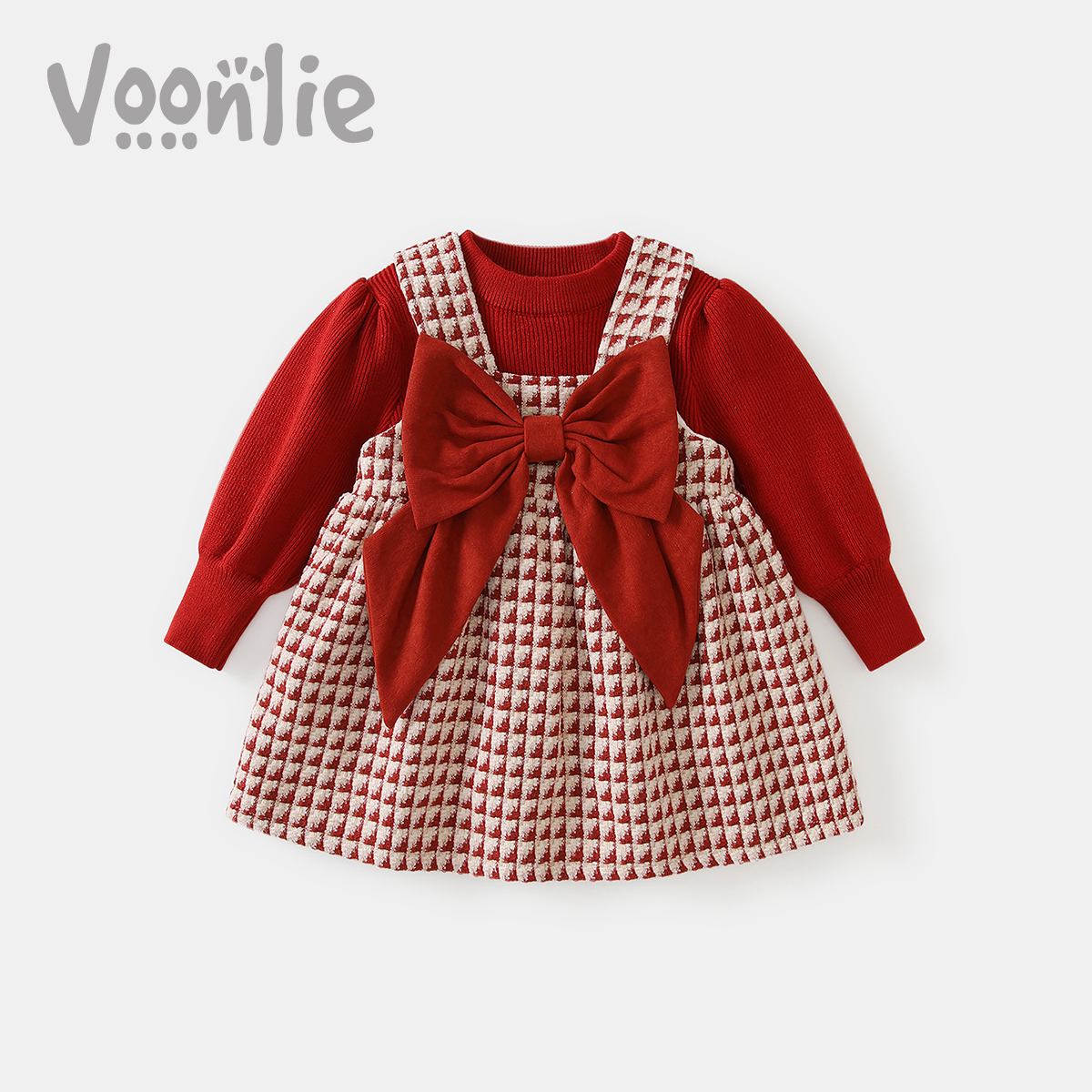 Girl's dress dress autumn and winter foreign air children Cavet princess dress One year old baby gown New Year's New Year's New Year's Eve suit-Taobao