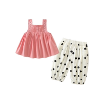 Girls Suits Summer Clothes 2024 New Childrens Fashionable Childrens Clothes Baby Suspenders Two-piece Summer Trendy Set
