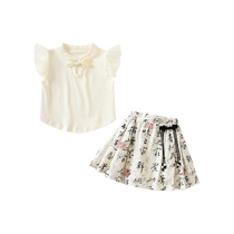 Girls Suits Summer Clothes 2024 New Childrens Fashionable Childrens Clothes Baby National Style Two-piece Set Summer Trend