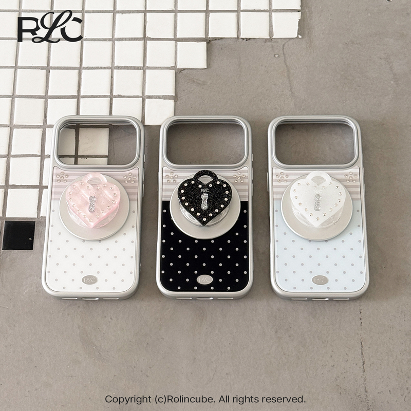 Rolincube Original Apple 17 Pro Max Phone Case with Silver Stripes and Polka Dots, iPhone 17 Pro Magnetic Case, Magsafe Compatible, Suitable for 16 Pro Max, Stylish 18 Pro, Korean Style 18 Pro Max