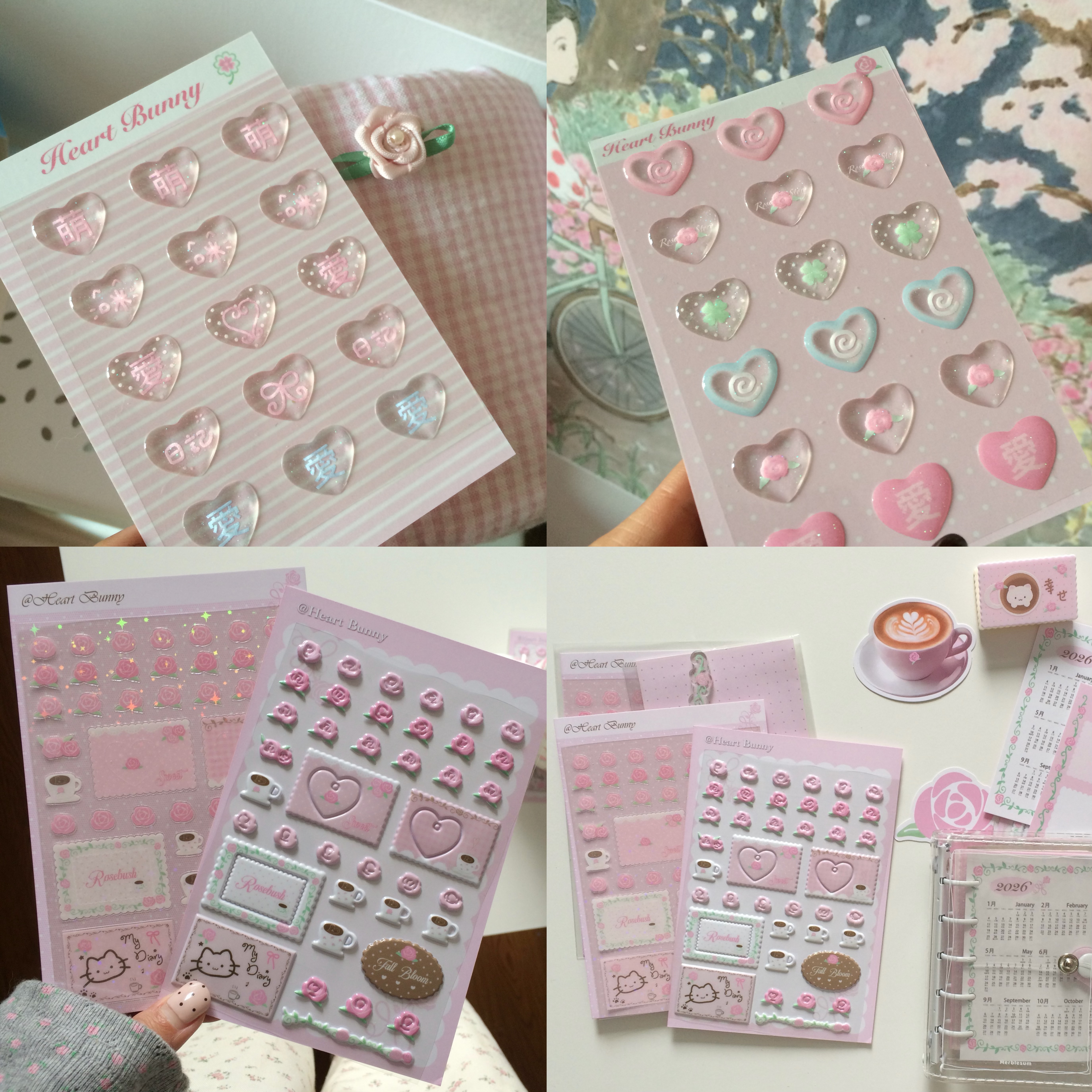 Heart Bunny Новые наклейки с пузырьками роз, наклейки с клеем Love, защитный чехол для мобильного телефона, декоративные наклейки
