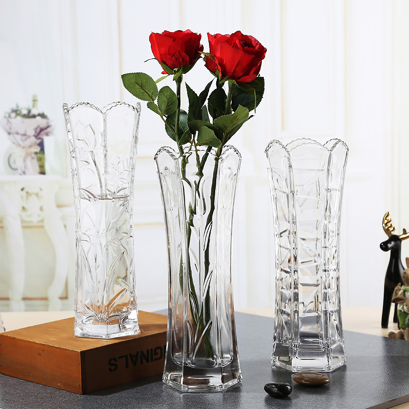 European-style large glass transparent vase living room ornaments hydroponic lucky bamboo lily bamboo fortune bamboo water bamboo crystal