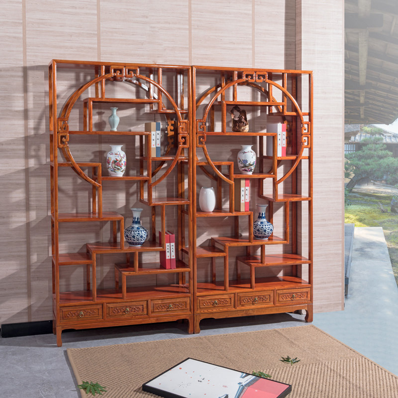 Bogu frame solid wood new Chinese style Duobao Pavilion display cabinet tea cabinet rack ornaments tea rack porch cabinet partition cabinet