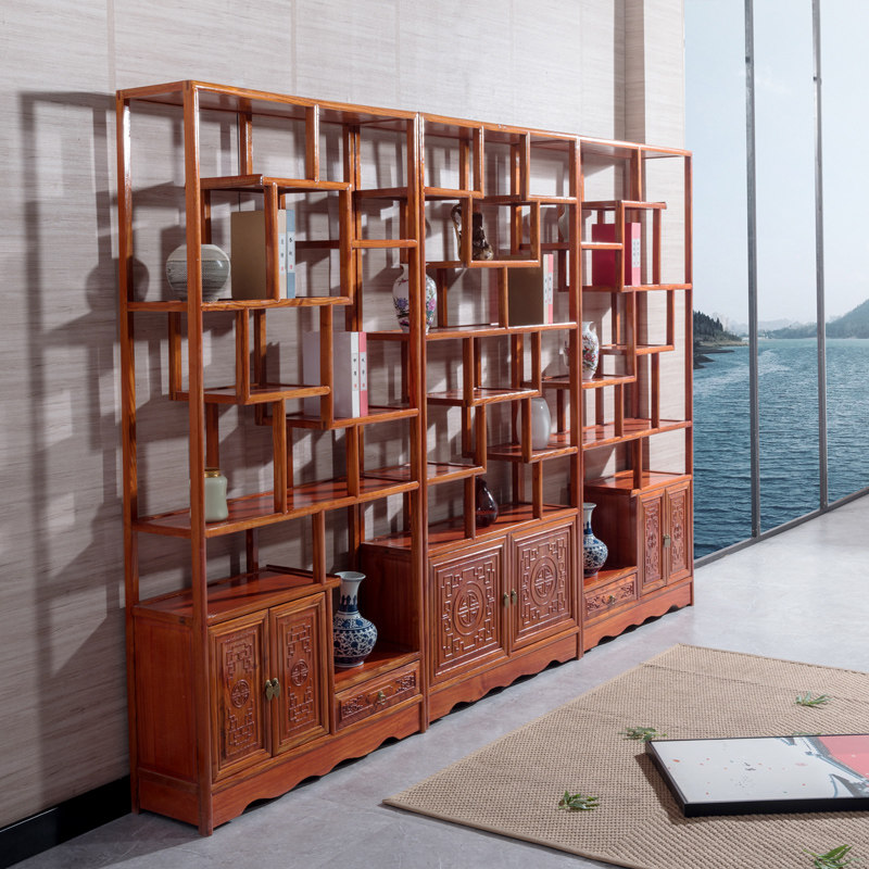 Bogu rack solid wood Chinese antique ornaments tea set rack tea rack display cabinet ancient rack porch partition shelf