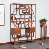 Medium Round Bogu Rack Solid Wood Chinese Style Multi Treasure Cabinet Tea Tea Shelf Display Cabinet Antique Furniture Partition Shelving